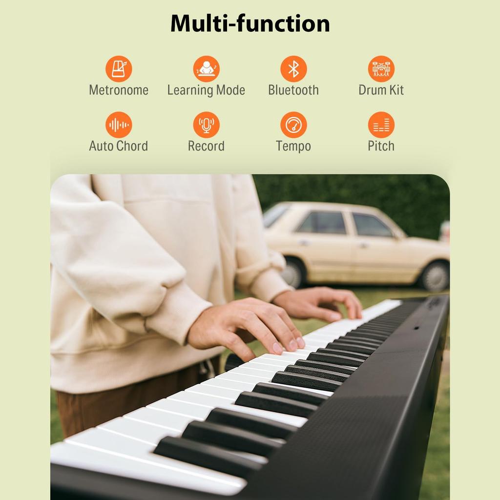 88-клавишное электронное пианино, электрическая клавиатура, MIDI, USB, Bluetooth-подключение, перезаряжаемое, с пюпитром/сумкой для пианино/педалью сустейна