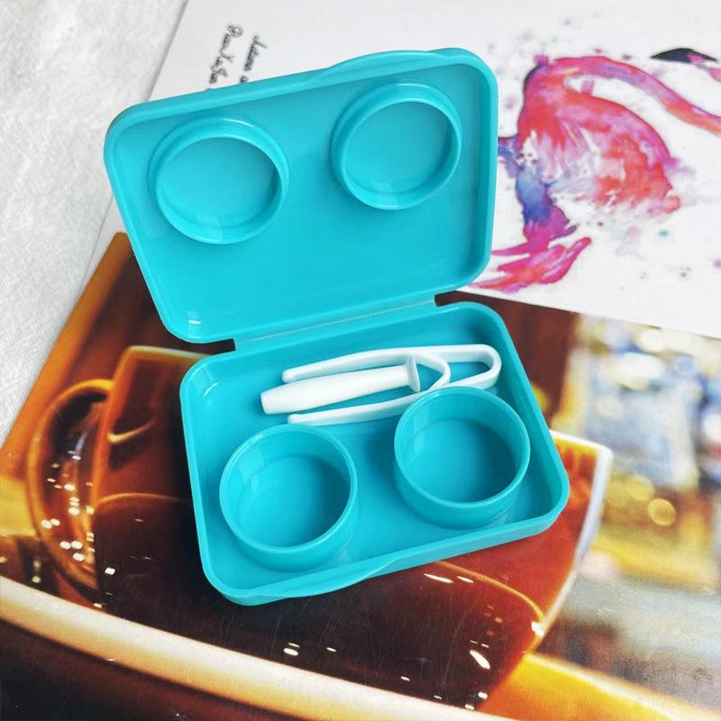 Screw-Free Cap Colored Contact Lens Case - Press-Type Double Case, Cute Ins Girly Design.