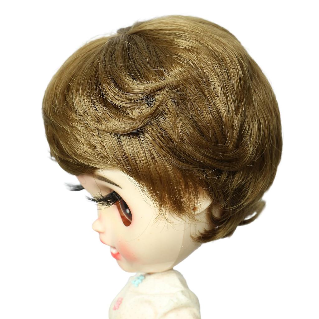 Linfairy дюймовый кукольный короткий кудрявый парик 9-10 (Оливково-коричневый)