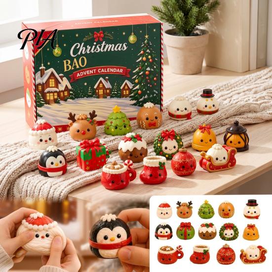 Sensory Squeeze Toys Christmas Advent Calendar 2026, 24 Days Dumpling Fidget Countdown Soft Silicone Calendar, Stress Relief for Adults, Office