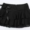 Women's Dark Pure Desire Spice Girl Lace Splicing Bowknot Halter Skirt Low Waist Sexy Ballet A-Line Cake Short Skirt