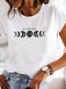 (Asian Size) Women Tee Top Watercolor Moon Trend Cute Lovely Clothing Casual Short Sleeve Fashion Print Lady Tshirt Female Graphic T-shirts