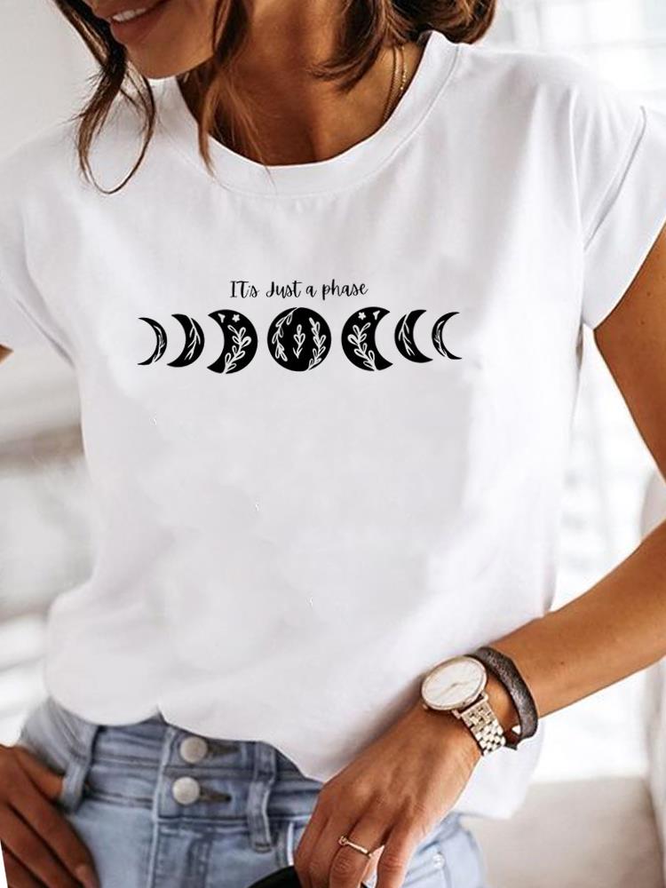 (Asian Size) Women Tee Top Clothing Watercolor Letter Sweet 90s Casual Short Sleeve Fashion Print Lady Tshirt Female Graphic T-shirts