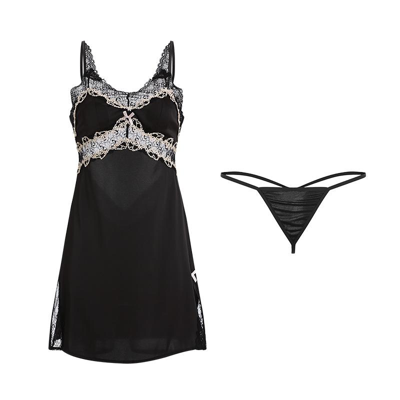 Women's Satin Padded Backless Cami Sleep Dress for Fall Winter