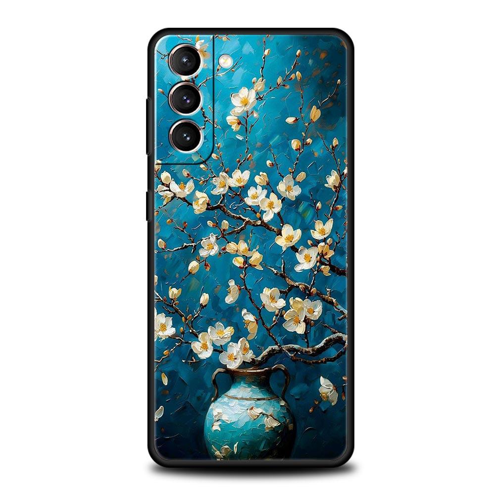 Чехол для телефона с картиной маслом цветов для Samsung Galaxy S25 S24 S23 S22 S20 Ultra S21 FE 5G S10 Plus S10E Мягкий чехол из ТПУ