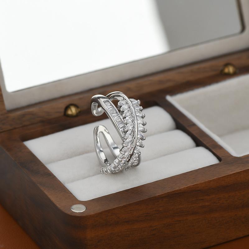 Adjustable Women's Ring Leaf Cross Fashion Personality Simple Clean Ins Style Girl Summer Beach Vacation Jewelry Finger Ring Wedding Party Jewelry