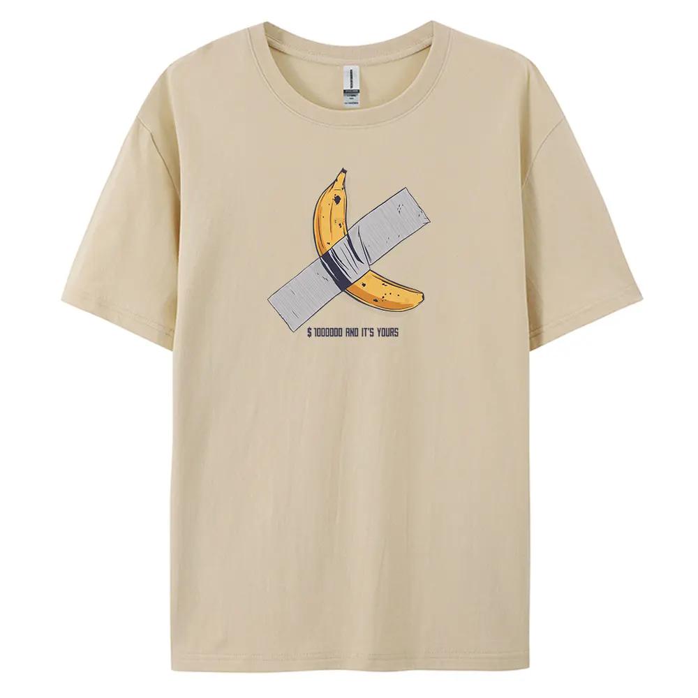 Мужская повседневная футболка с коротким рукавом Banana из 100% хлопка, модный принт, футболки оверсайз, мужская одежда, графические футболки