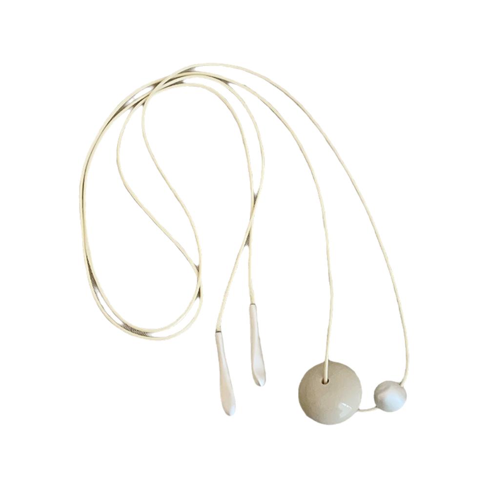 Vintage Bead Pendant Necklace Aesthetic Trend Choker Layered Cord Necklace Party