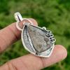 925 Sterling Silver Trillion Fossil Coral Gemstone Wedding Bezel Wife Pendant
