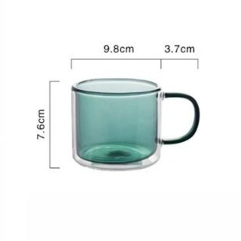 1PC Double-layer Colored Glass Cup Household Glass Beverage Juice Milk Tea Office Desk Light Color Transparent Tea Cup