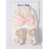Lace Bowknot Baby Hat Socks Set Anti-Slip Sole Baby Girl Headwrap Set  For Newborn