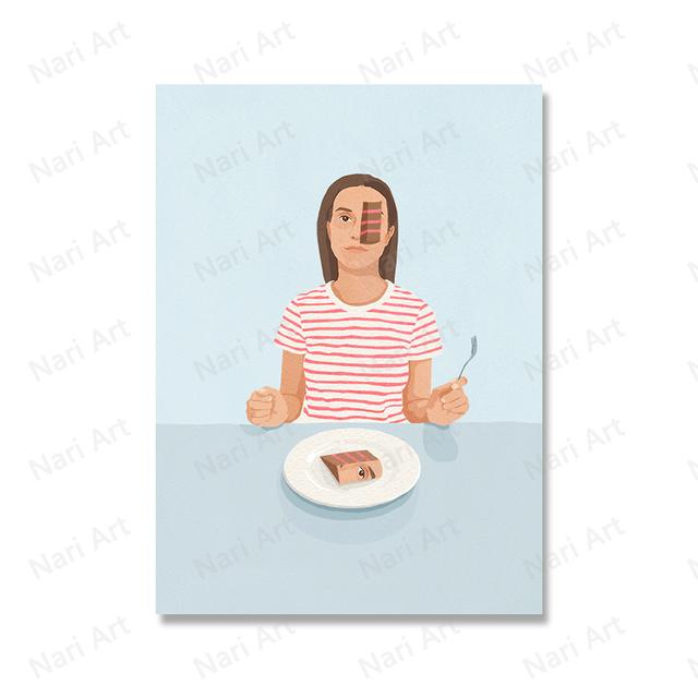 Abstract Character Poster Swimming Girl Wall Art Canvas Minimalist Life Modern Creative Print