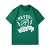 Men's 100% Cotton Crew Neck Short Sleeve T-Shirt, Never Give Up Fist Lightning Motivational Print Casual Breathable Summer Tee for Daily Wear