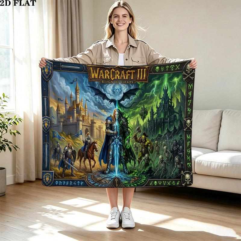 World of Warcraft Print Flannel Blanket High Quality Warm Comfortable Cover for All Seasons Perfect for Gifts Home Decor