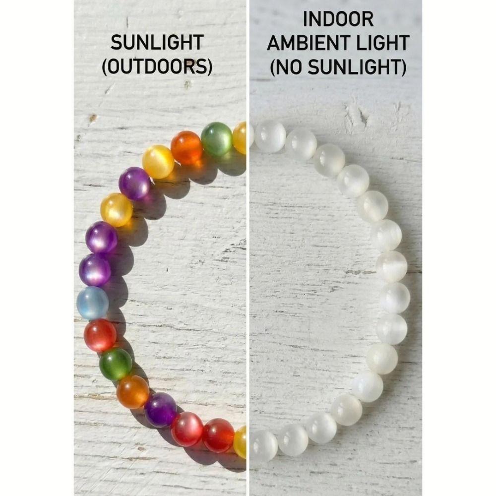 UV Reactive Beaded Necklace Bracelet Set Cat Eye UV Reactive Choker Daily Wear