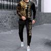 Lion Pattern Men's 2 Piece Sets Casual Sportswear Trousers Suits Men Long Sleeve Autumn T-shirt Tracksuits Pant Leisure Outfits