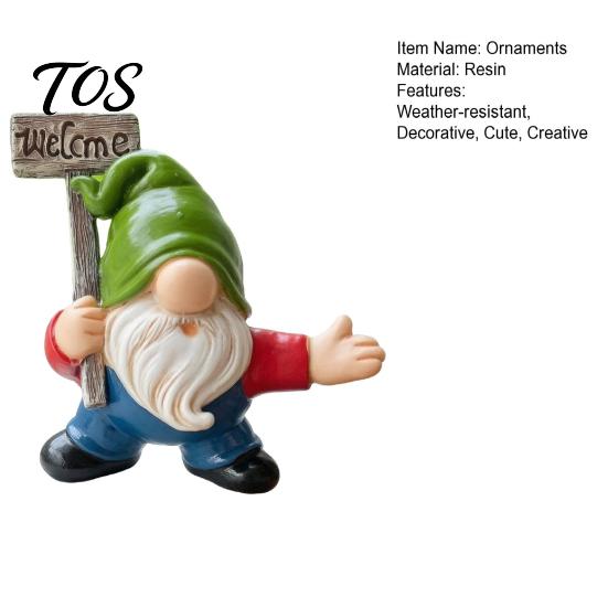 Weather Resistant Garden Figurine Funny Gnome Welcome Sign Ornament, Resin Faceless Statue, Pastoral Decorative Entrance Hall for Outdoor Porch Patio