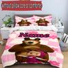 3pcs Duvet Cover Set (1*Duvet Cover + 2*Pillowcase, Without Core), Custom Name Masha and The Bear Pattern Bedding Set, Home Bedroom Decor Gift