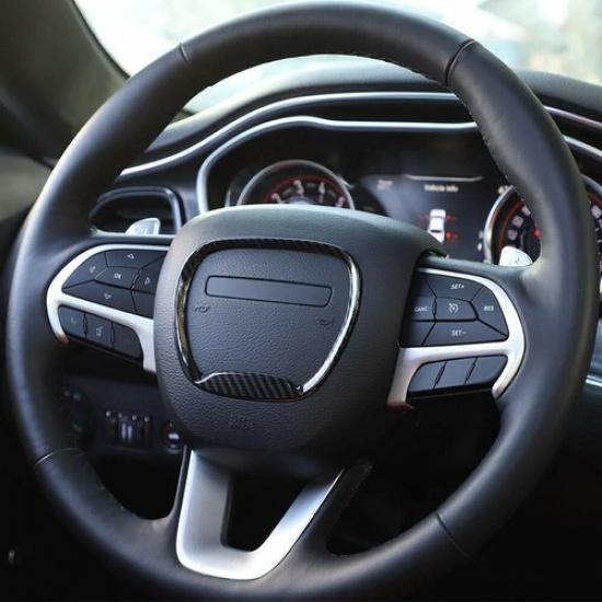 Carbon Fiber Steering Wheel Frame Trim for Ring 2015+ Dodge Challenger & Charger