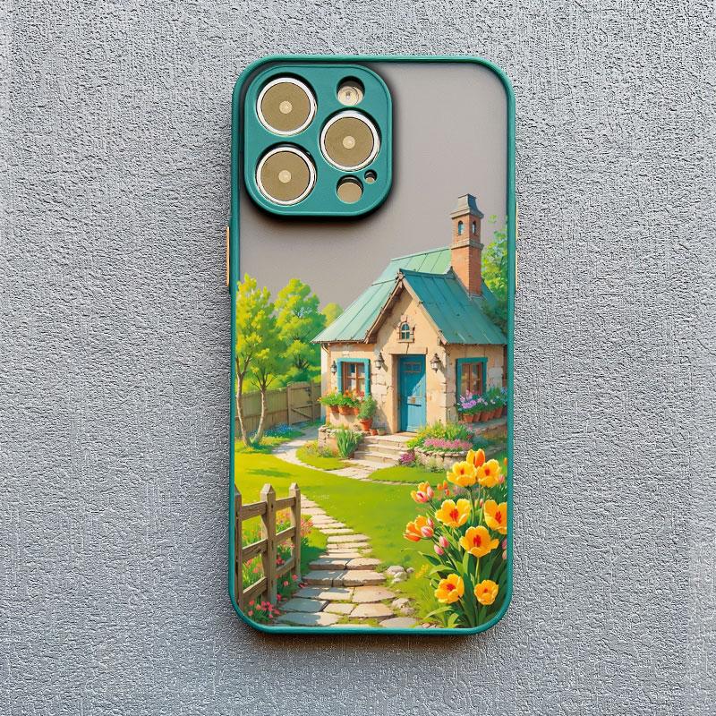 Чехол для телефона с ручной росписью «Домашний пейзаж» для iPhone 13 12 11 Pro Max Mini 15 14 7 8 Plus Pro Max SE2 X XR XS Ударопрочный матовый чехол