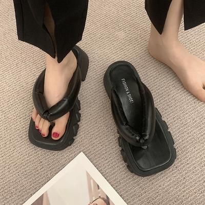 Размер 35-40, тапочки на толстой подошве, шлепанцы, женские, летние, новые, универсальные, нескользящие, с открытым носком, летние тапочки для женщин