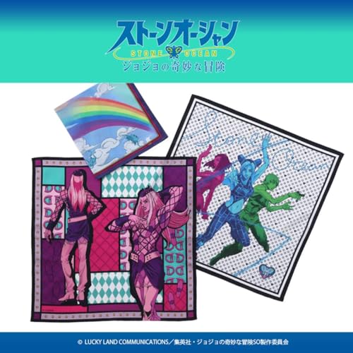Платок с принтом JoJo's Bizarre Adventure: Каменный океан, Погода R (синий), Мужской, Прибл.. 50 см, 000401-0014-01