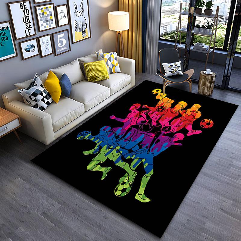 Colorful Soccer Player Design suitable as a non-slip mat for the living room or bedroom sofa
