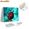 DIY Digital Painting Tortoise Animal Acrylic Unique Gift Dyeing Digital Flower Set Home Decoration