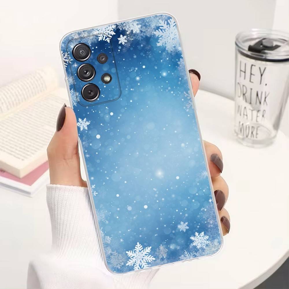 Арт Рождественские Снежинки Для Samsung A51,30,71,S9,Ultra,Lite,S23,22,21,Plus,10,20,FE, Прозрачный, Силиконовый Чехол
