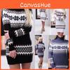 Elegant Christmas Woman Turtleneck Sweater Dress With Festive Snowflake Pattern