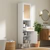 Tall Freestanding Bathroom Cabinet, Rattan Doors, Reversible Left-Right, Drawer, Magnetic Closure, Soft-Close Hinges, 40×30×166 cm, White