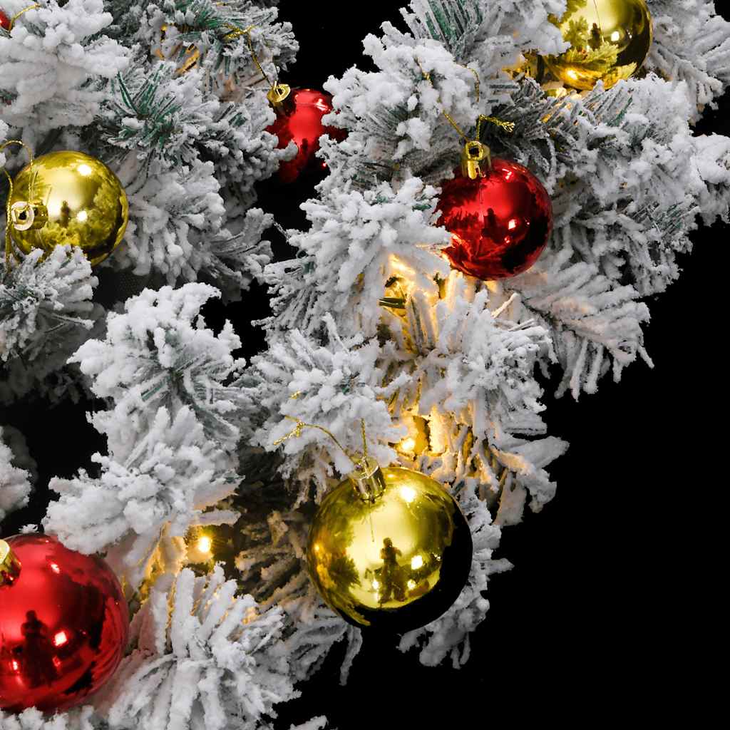 Christmas Garland with Ornaments and LED Lights Green 5 m PVC
