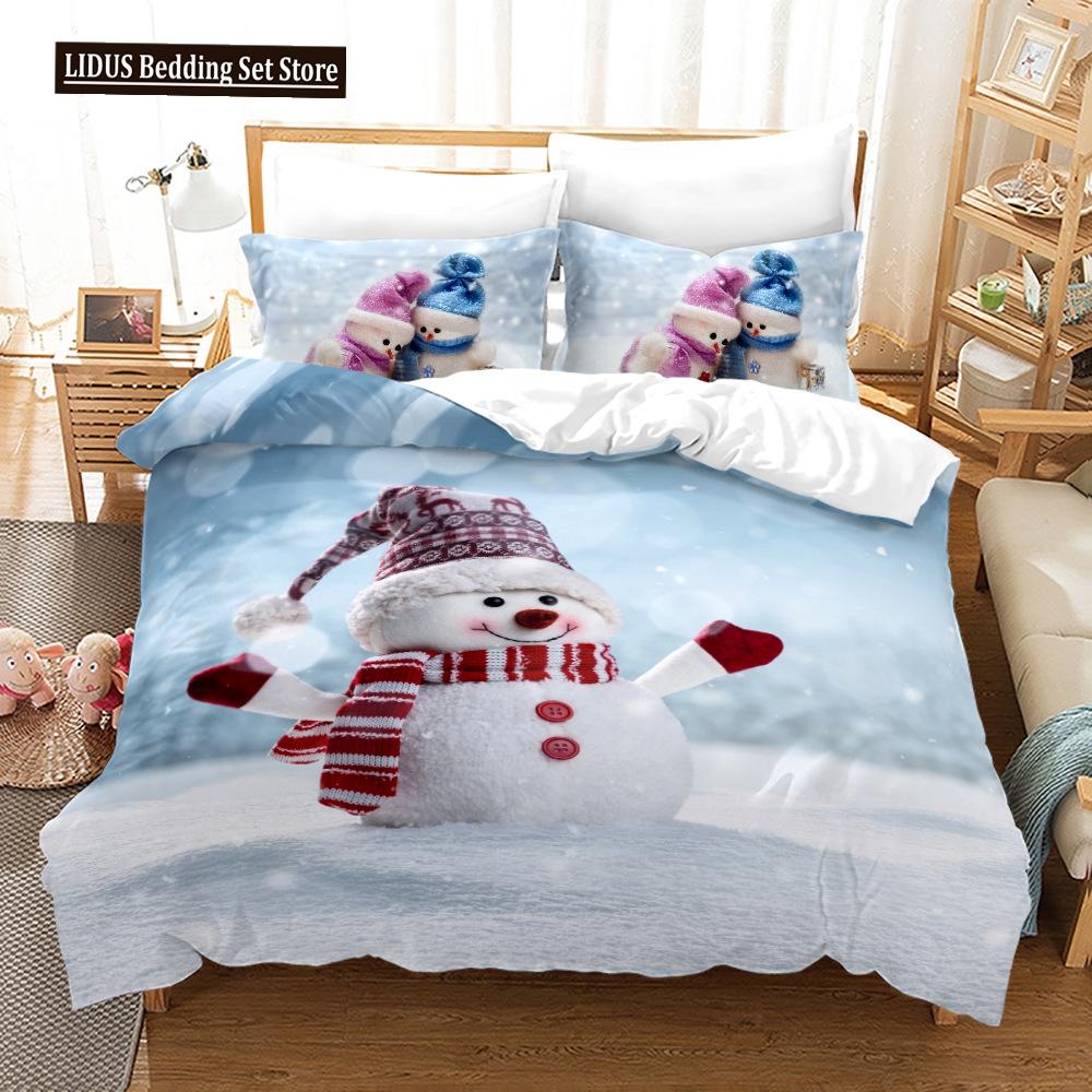 Рождественский комплект пододеяльников Snow Cookie Merry Christmas Festival, пододеяльник размера King Queen для детей, комплект постельного белья из полиэстера