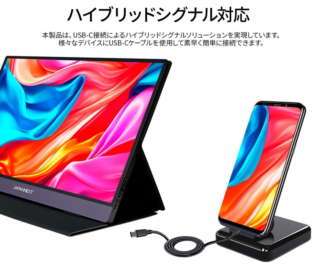 JAPANNEXT дюймовый мобильный монитор IPS панель разрешение Full HD 1920x1080 с умным чехлом PC 15.6 (Совместимость с Type C/MAC/встроенный динамик/антибликовое покрытие)