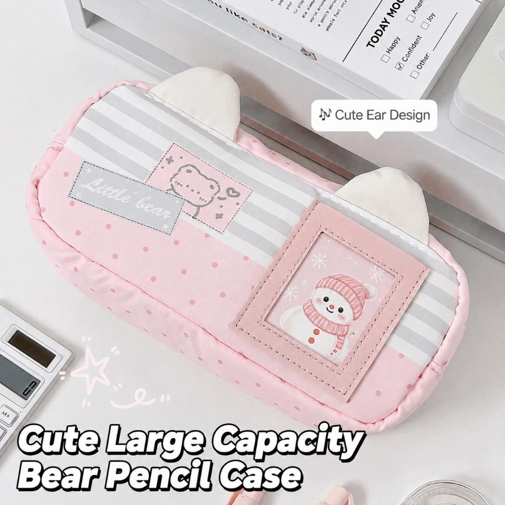 Cat Ear Design Pen Bag Multi-Layer Stationery Bag Kawaii Pencil Case  Gift