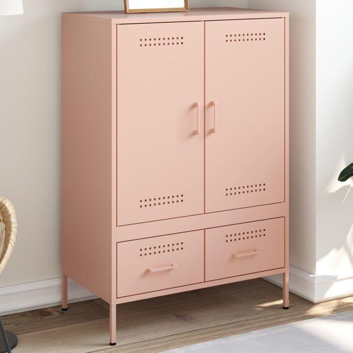 VidaXL Buffet Haut, Armoire avec Pieds et Compartiments, Placard avec Porte, Organisateur de Salle de Séjour, Rose 843109