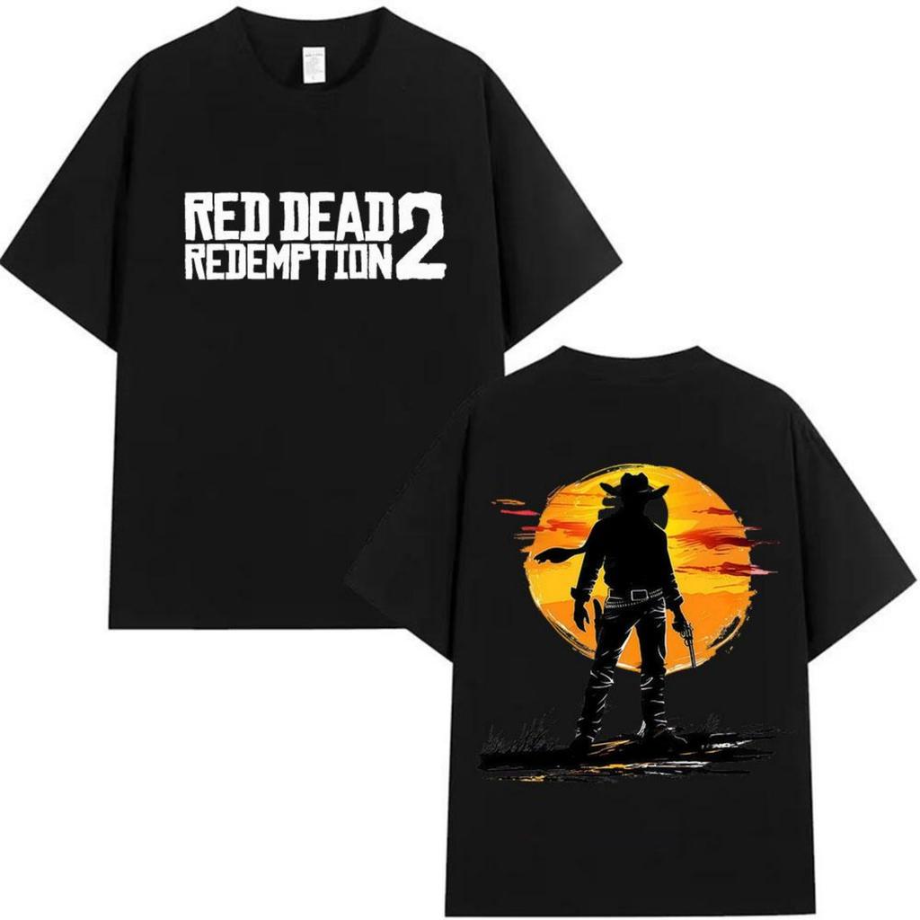 Классическая футболка с графическим принтом Red Dead Redemption 2 для мужчин и женщин, летний принт 2026, 100% чистый хлопок, повседневная футболка