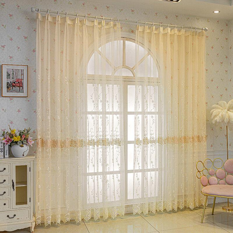 Романтичные кружевные прозрачные шторы с оборками для гостиной, цветочные вышитые розовые прозрачные шторы для комнаты для девочек в стиле кантри