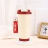 High value business lily of the valley coffee cup fashionable  stainless steel thermos cup with lifting rope portable double drinking cup