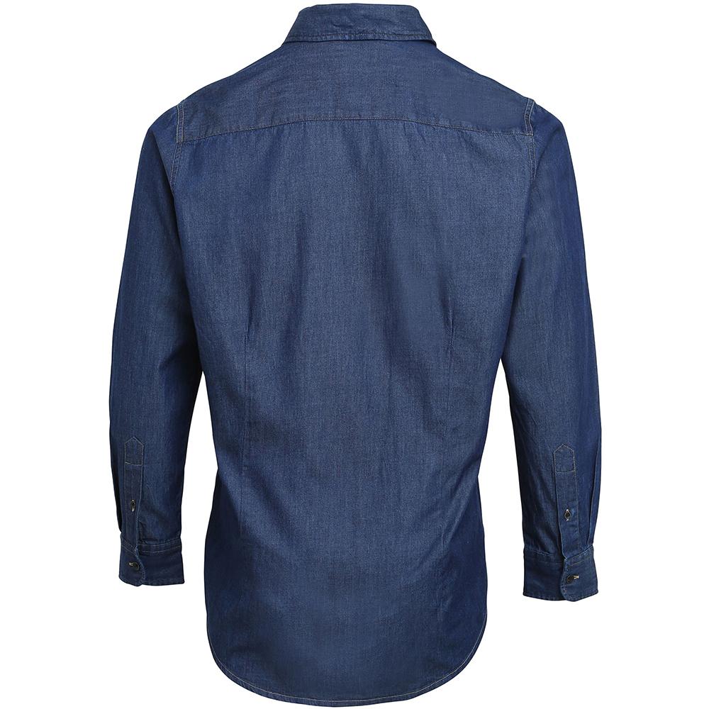 Premier Мужская джинсовая рубашка с длинным рукавом и строчкой