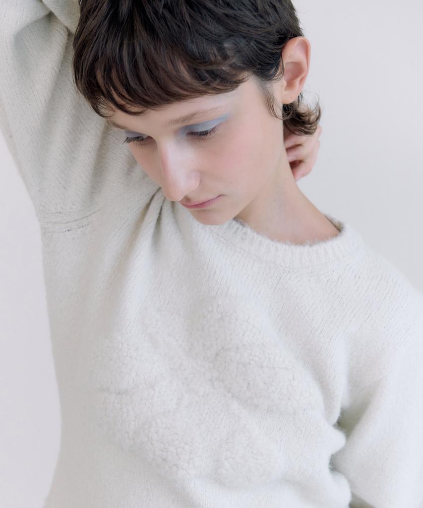 SINOON Berry Frill Pullover Knit (Ivory)