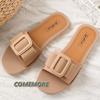 2024 Causal Women Slippers Flat Bottom Beach Shoes for Ladies Trend  Design Summer Outside Big Size Open Toe Female Slides Black