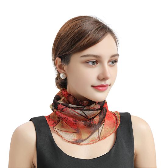 Yousheng Women Floral Chiffon Ring Scarf Neck Guard False Collar Elastic Bib Wraps Travel Scarf Versatile Accessory