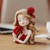Nordic Resin Girl Figurine Holding Flowers – Desktop Ornament Decoration