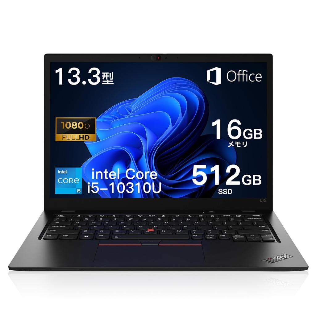 Used Lenovo ThinkPad L13 Laptop with Windows 10th Generation Core I5 Display 16GB 512GB Lightweight Japanese USB Office, 11, Processor, 13.3-inch