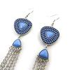 Les Trésors De Lily [N3708] - Silver Blue 'Navajos' Designer Earrings