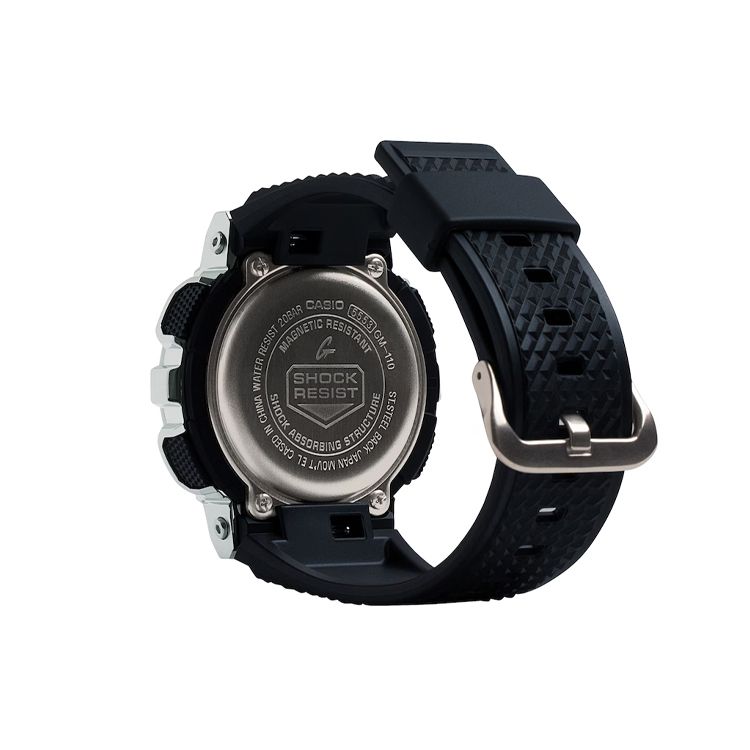 Casio Модные кварцевые часы с водонепроницаемостью 200 метров, ремешок из смолы, унисекс, черный GM-110-1ACR
