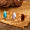 Geometric Geometric Open Ring Opal Wide Finger Buckle Retro Turquoise Metal Ring  Men