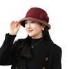 Temperament Fine Plaid Bow Bucket Hat Women's Autumn and Winter Versatile Face Small Elegant Woolen Basin Hat