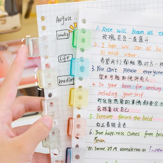 Clip-on Bookmarks Transparent Paper Clips with Push Mechanism Reusable File Fasteners